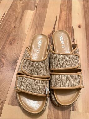 Tan Braided Slide Mules